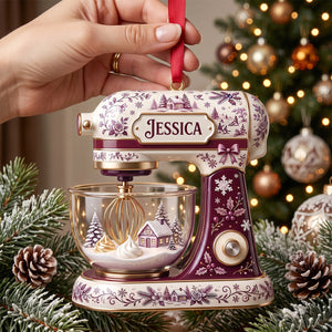 Baking Mixer Christmas Toile de Jouy Acrylic Ornament - Personalized Gifts For Baker Christmas Ornament 01PGTN210826
