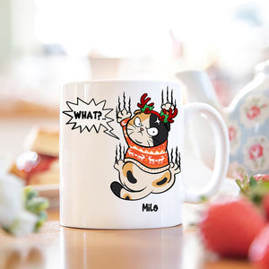 Grumpy Cat, Gift For Cat Lover, Personalized Mug, Cat Scratching Mug, Christmas Gift - Coffee Mug - GoDuckee