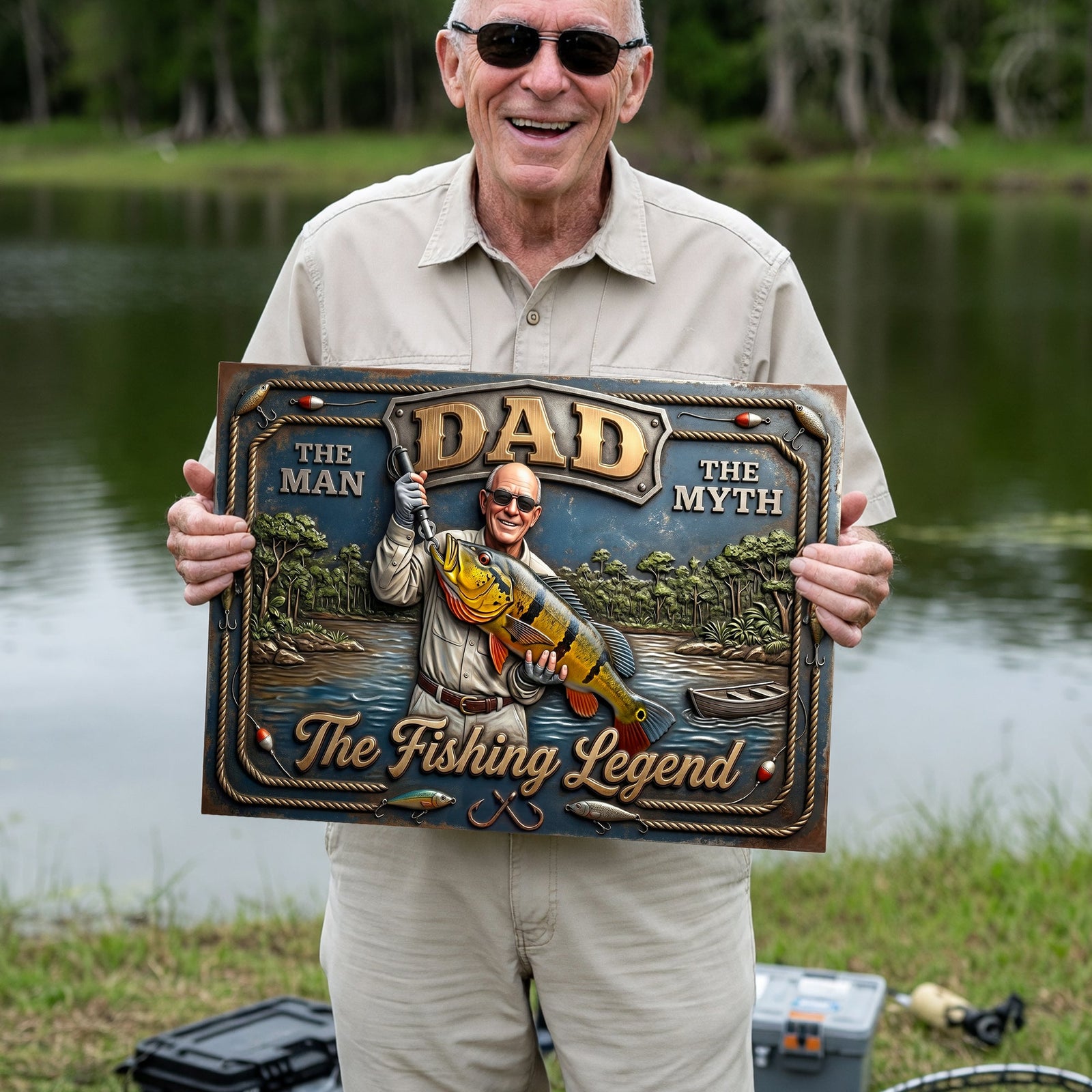 Custom Photo Fishing Dad Print Metal Sign - Personalized Gifts For Dad 06huqn040526 - Metal Signs - GoDuckee