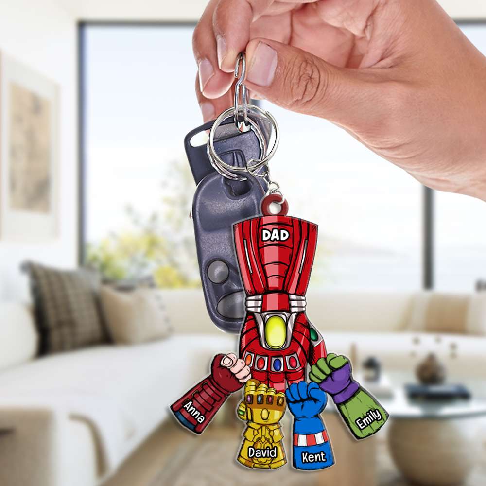 Super Dad With First Bump Personalized Keychain, Father's Day Gift - Keychains - GoDuckee