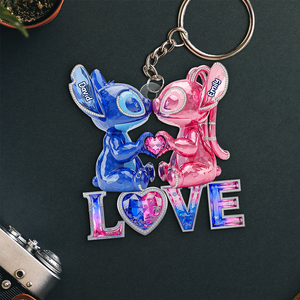 Kissing Aliens Couple Acrylic Keychain - Personalized Gifts For Couple 03OHPU020625 - Keychains - GoDuckee