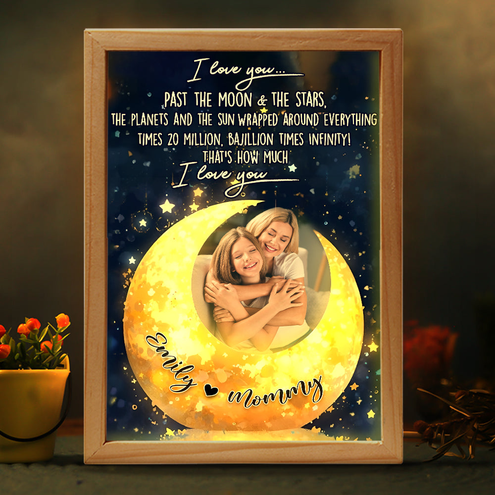 Custom Photo Gifts For Mom Light Box Frame I Love You Past The Moon - Canvas Print - GoDuckee