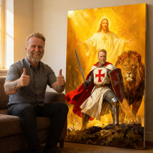 Templar Knight & Lion Canvas Print – Custom Photo Gifts For Christians 02huqn250226 - Poster & Canvas - GoDuckee