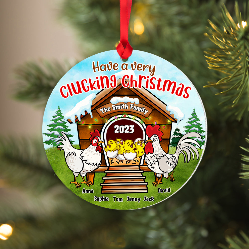 Have A Very Clucking Christmas, Personalized Chicken Family Ornament, Christmas Gift For Family - Ornament - GoDuckee