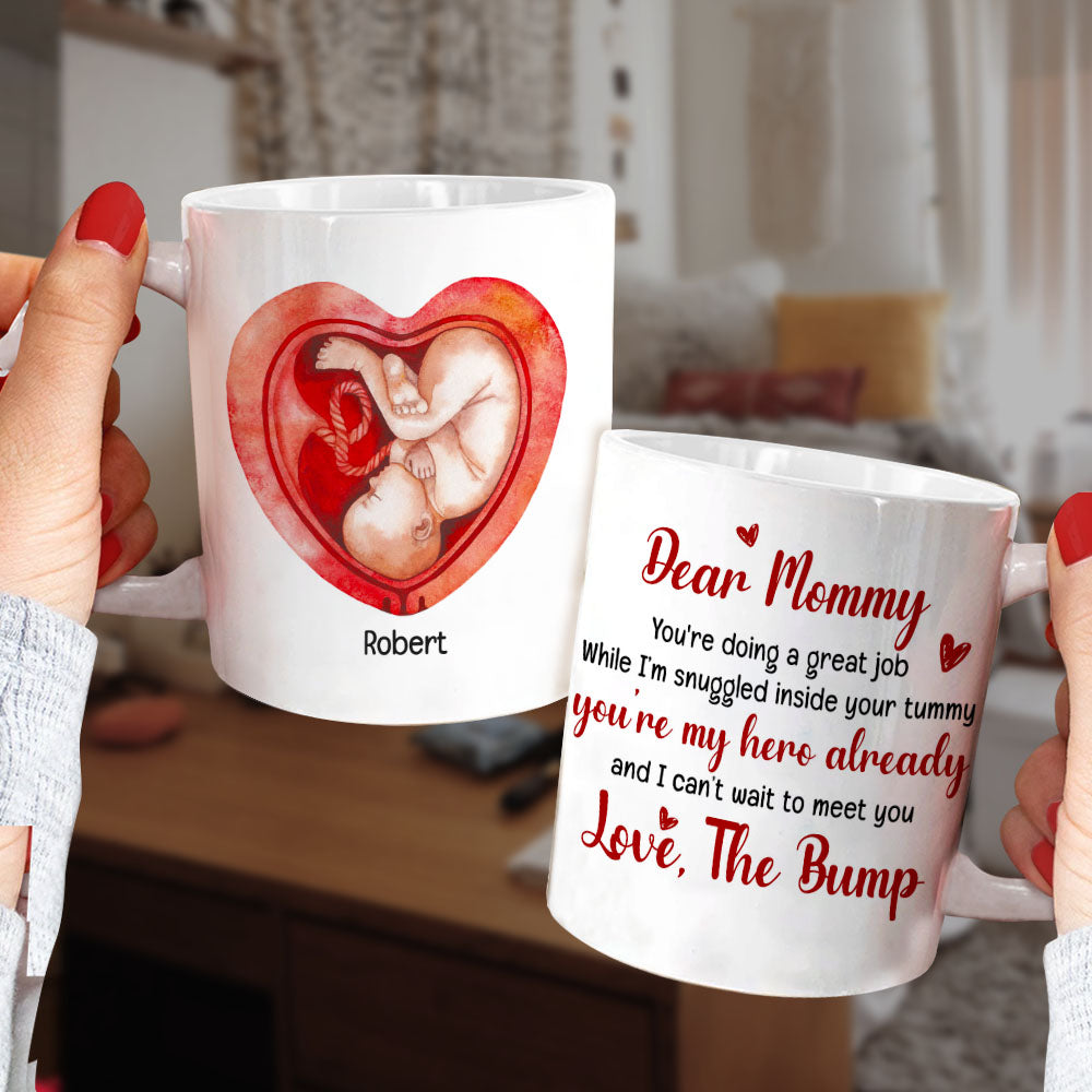 Dear Mommy You're Doing A Great Job, Personalized Mug, Pregnancy Gift For New Mom - Coffee Mug - GoDuckee