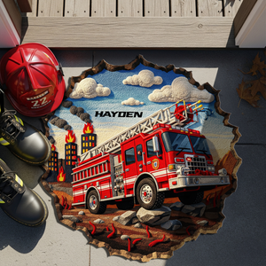 Rescue Hero Firetruck Doormat - Personalized Gifts For Firefighter 05OHLU130825 - Doormat - GoDuckee