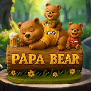 Papa Bear Plaque - Personalized Gifts For Dad 03topu030525 - Shaped Plaques - GoDuckee