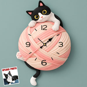 Cute Cat Custom Photo Acrylic Hanging Wall Clock - Gifts For Cat Lovers 04hudt271225 - Hanging Wall Clock - GoDuckee