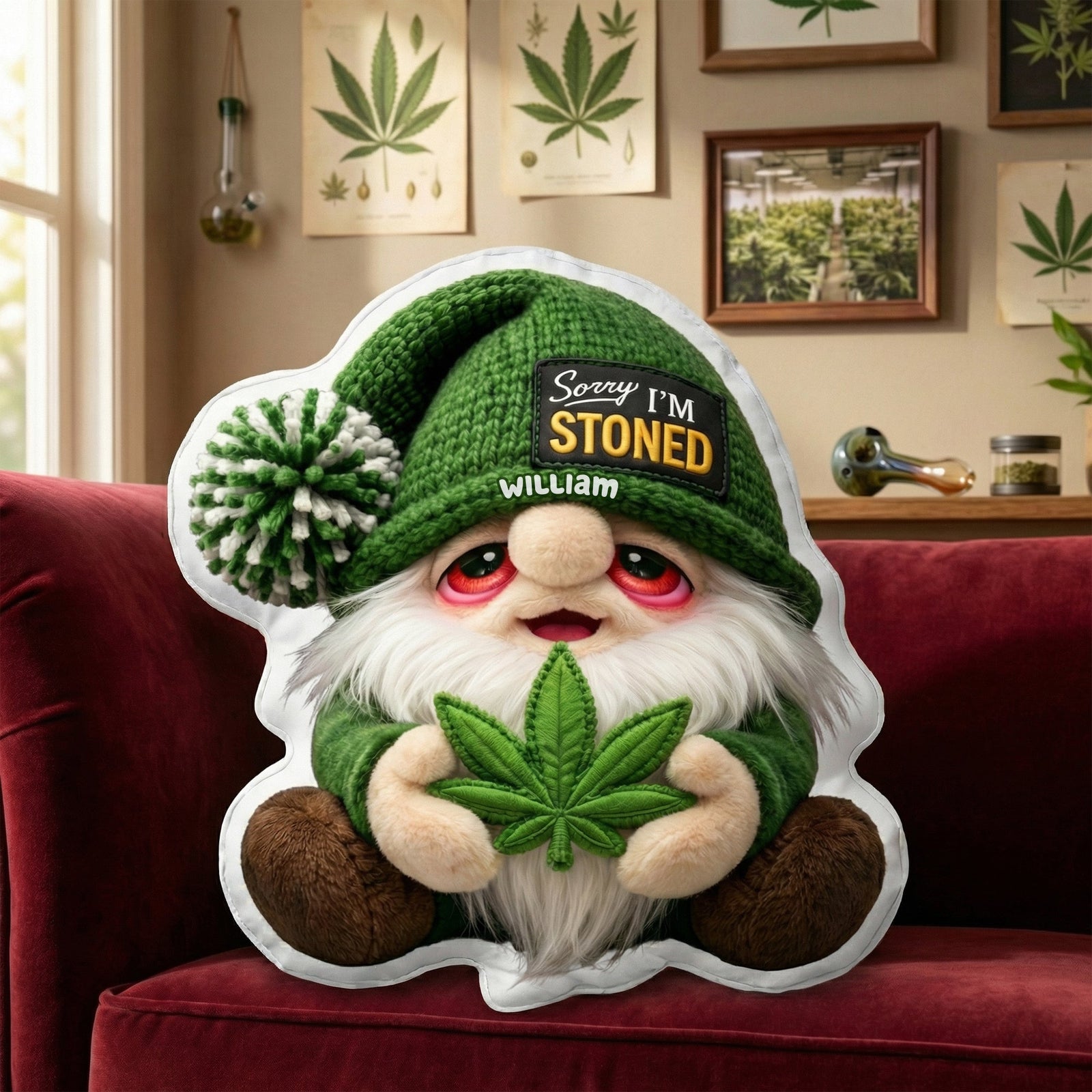 Gnome Stoned Pillow - Personalized Unique Gifts 04TOQN270326 - Pillow - GoDuckee