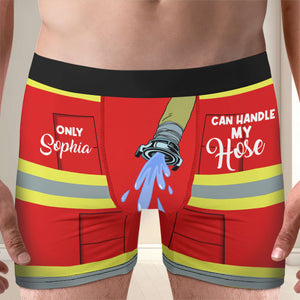Only She Can Handle My Hose, Men Boxer Briefs, Funny Gift For Fireman - Boxer Briefs - GoDuckee