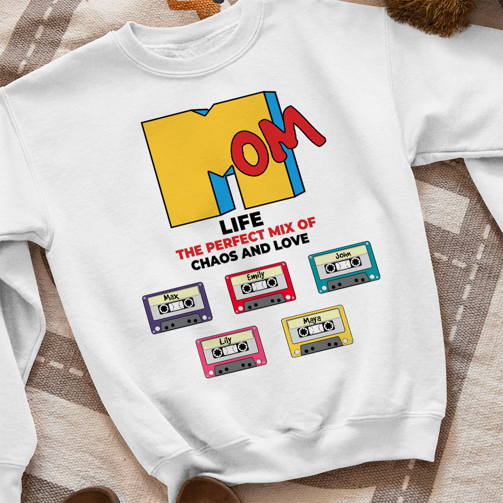 Cassette Mom Life, Mix Of Chaos And Love, Personalized Shirt, Mother's Day Gift - Shirts - GoDuckee