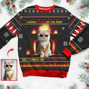 Custom Photo Christmas Ugly Sweaters, Fireplace & Led Christmas Lights 02TGQN121024 - AOP Products - GoDuckee