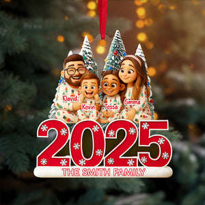 Cartoon Family Ornament - Custom Photo Gifts For Family 01tota300825 - Ornament - GoDuckee