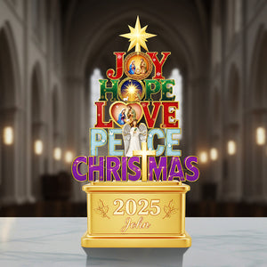 Joy Hope Love Peace Christmas Acrylic Plaque Personalized Gifts for Christians 01HYTA111025 - Shaped Plaques - GoDuckee