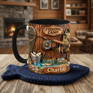 Fishing Camp Coffee Accent Mug - Personalized Gifts For Fishing Lovers 03pata090126 - Coffee Mug - GoDuckee