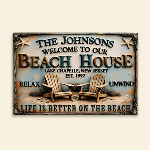 Beach House Entrance Metal Sign - Personalized Gifts For Family At Beach 01qhqn070725 - Metal Signs - GoDuckee