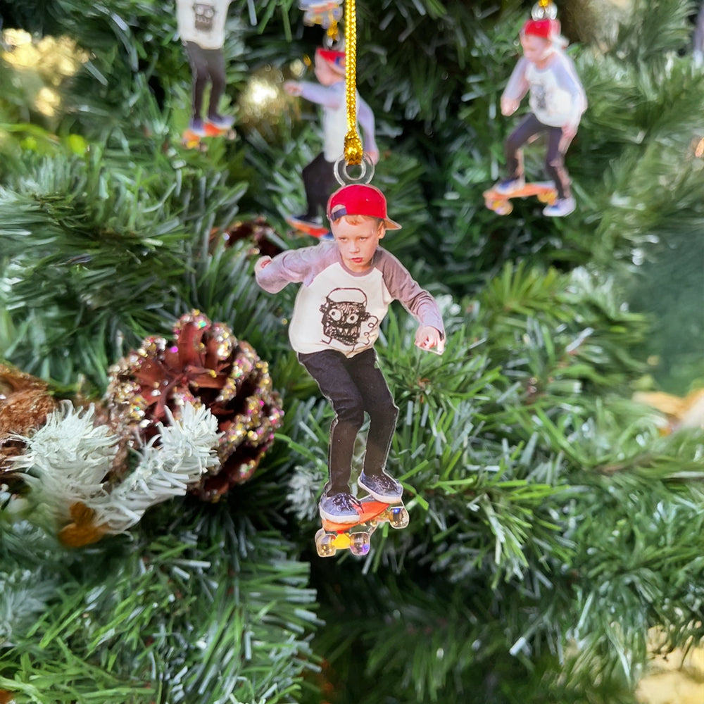 Custom Photo Gifts for Skateboarders Ornament 08acvp140924 Christmas Skater Gift - Ornament - GoDuckee