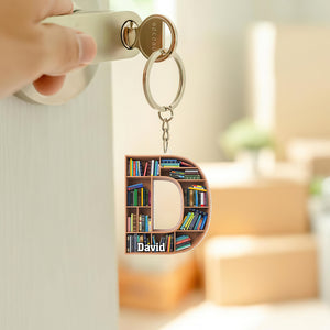 Personalized Gifts For Book Lover Keychain Alphabet Bookshelf - Keychains - GoDuckee