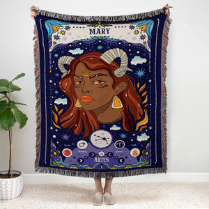 Personalized Zodiac Signs Woven Blanket, Gift For Astrology Lovers, Zodiac Lovers - Blanket - GoDuckee