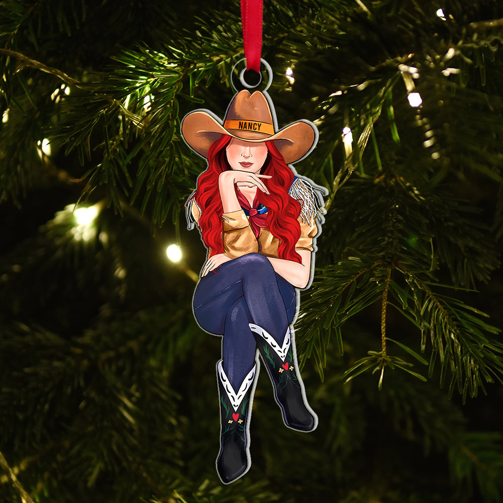 Personalized Gifts For Cowgirl Acrylic Ornament 04acqn111124tm - Ornament - GoDuckee