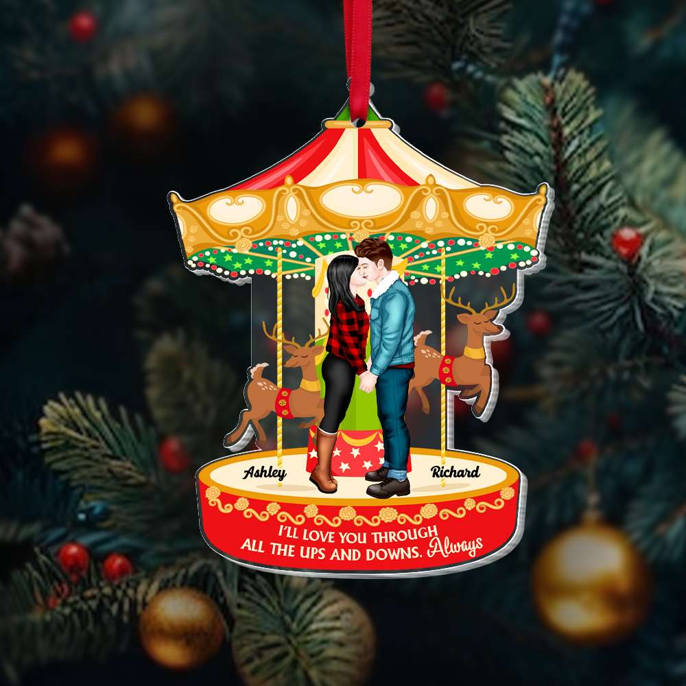 Romantic Couple Carousel I Love You Personalized Ornament, Gift For Him Gift For Her 02QHHN141123PA - Ornament - GoDuckee