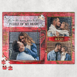You're The Missing Piece To The Puzzle Of My Heart, Custom Couple Photo Jigsaw Puzzle, Gift For Couple, Valentine's Gifts - Wood Sign - GoDuckee