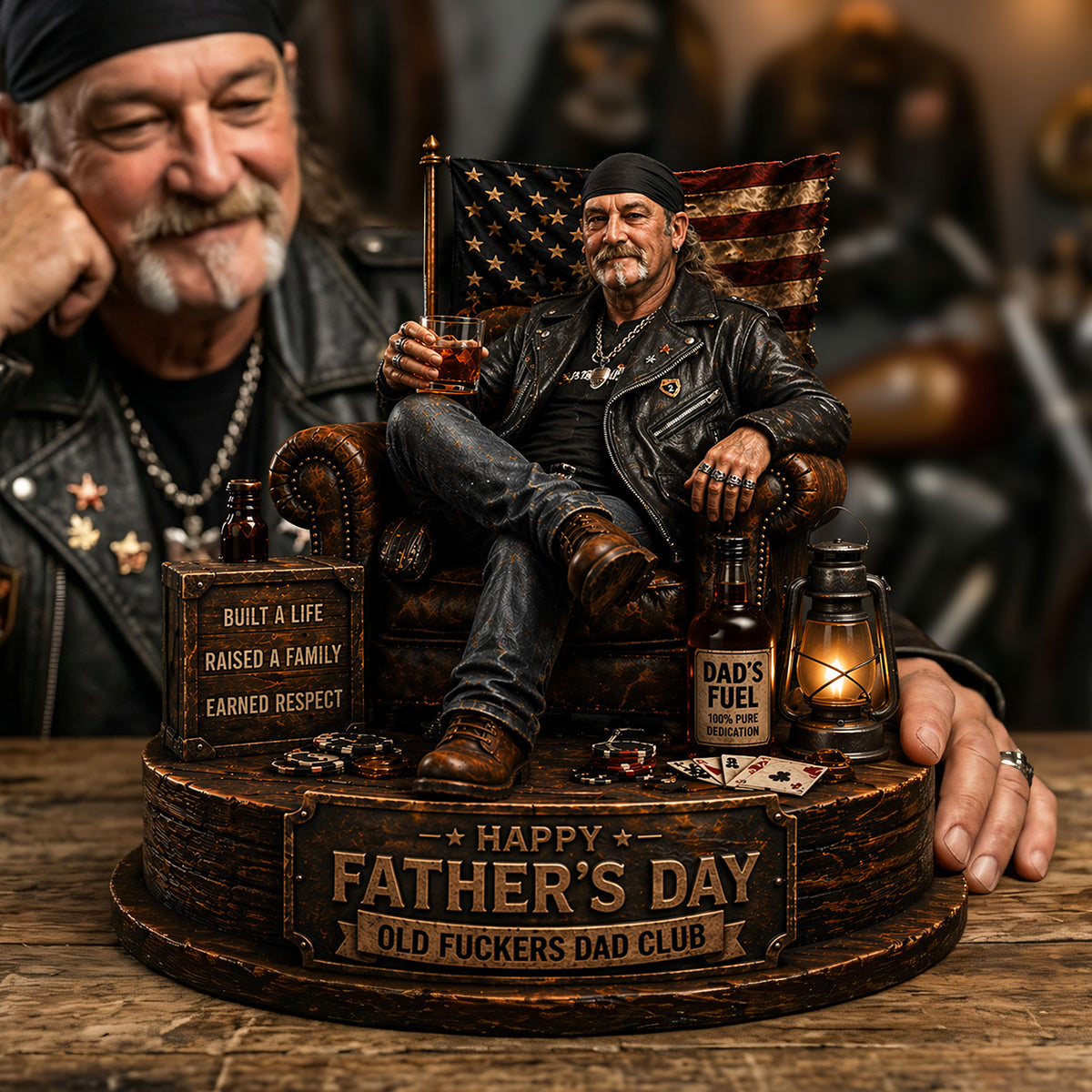Old Biker Dad Acrylic Plaque Custom Photo Gifts For Dad 02TOTA240426 - Shaped Plaques - GoDuckee
