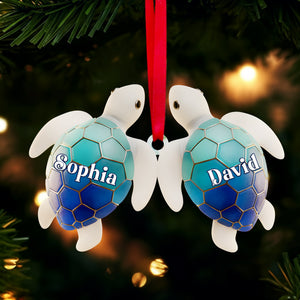 Ocean Turtle Ornament - Personalized Gifts For Couples 07NALU241025 - Ornament - GoDuckee
