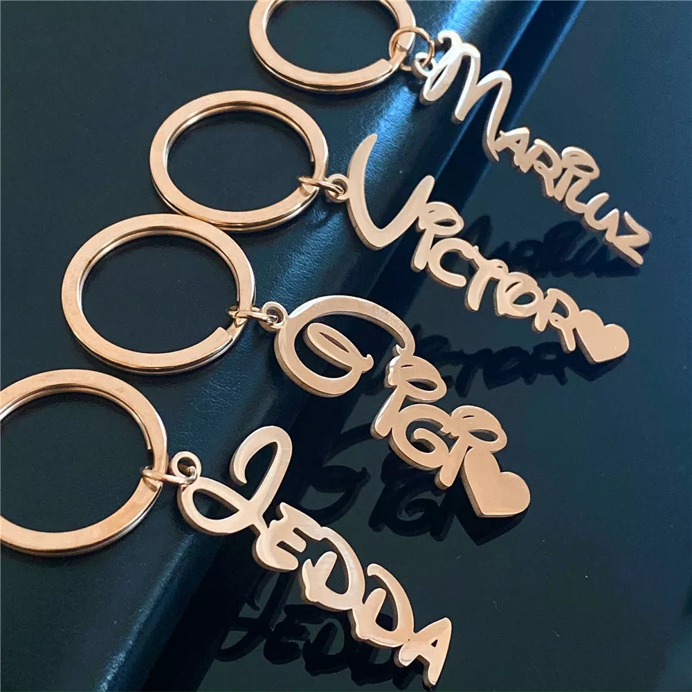 Personalized Gifts For Family Stainless Steel Keychain Custom Name - Keychains - GoDuckee