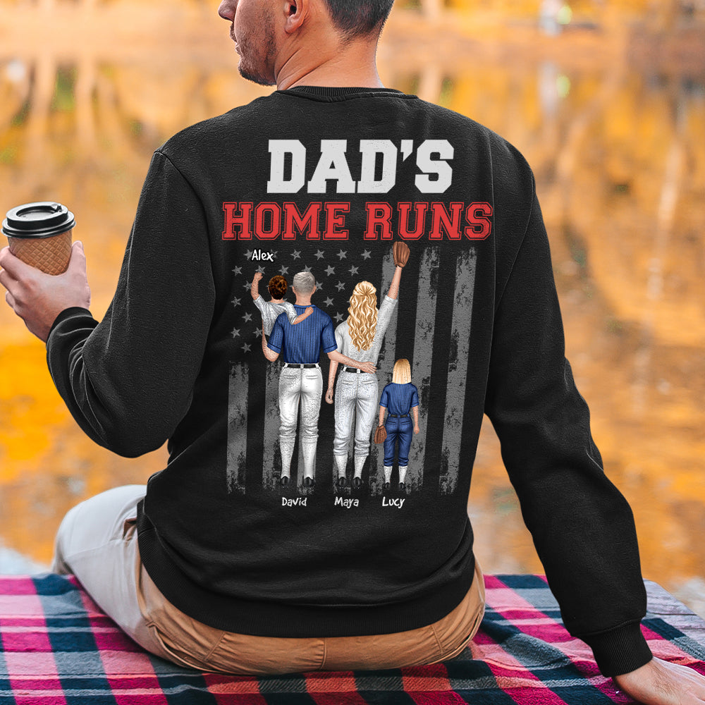 Dad's Home Runs, Gift For Dad, Personalized Shirt, Baseball Family Shirt, Father's Dat Shirt - Shirts - GoDuckee
