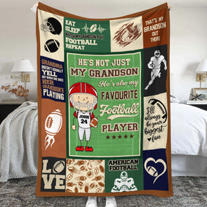 He's Not Just My Son, Gift For Son, Personalized Blanket, Football Player Grandson Blanket - Blanket - GoDuckee