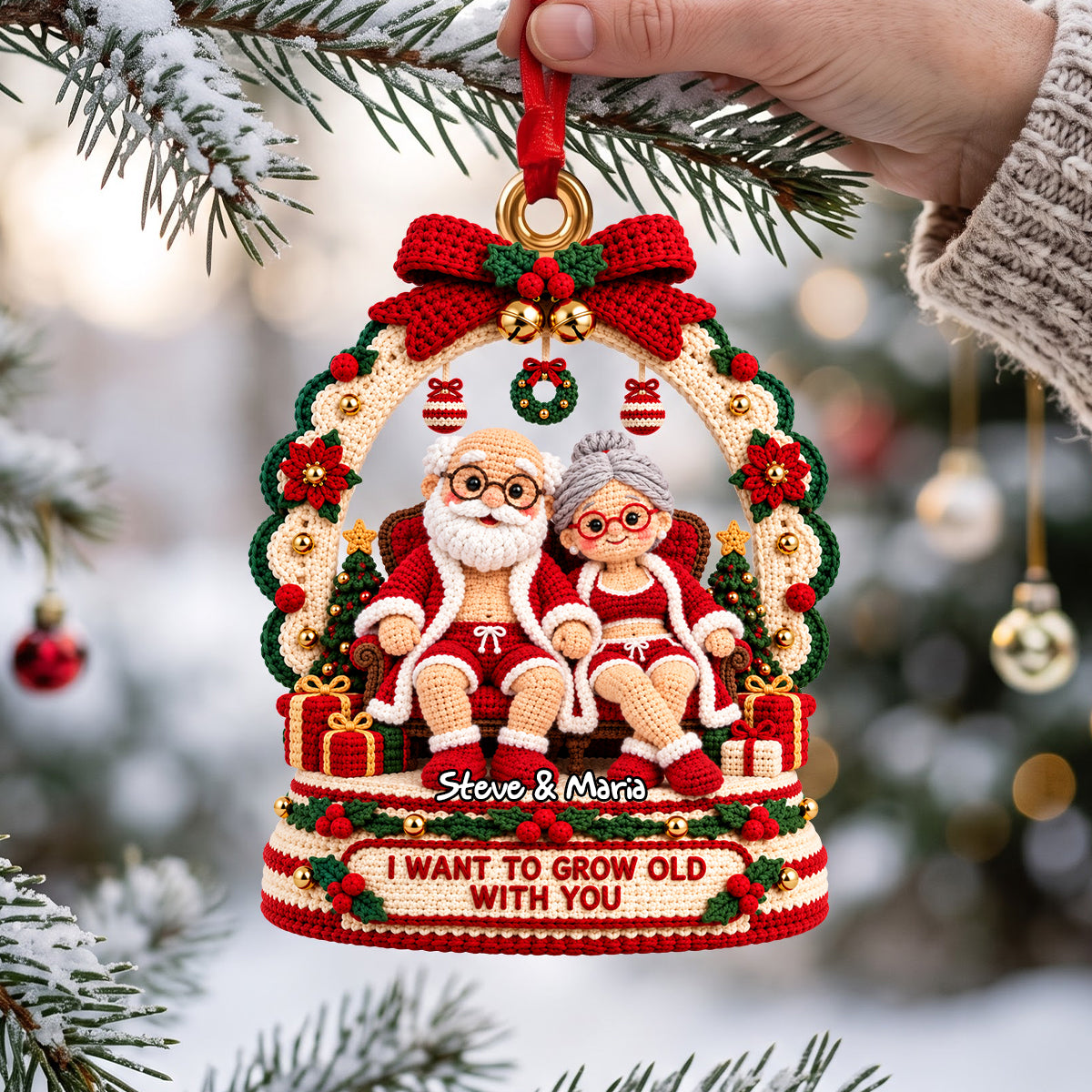 Sweetheart Old Couple Acrylic Ornament - Personalized Gift For Couples 07OHDH141026 - Ornament - GoDuckee