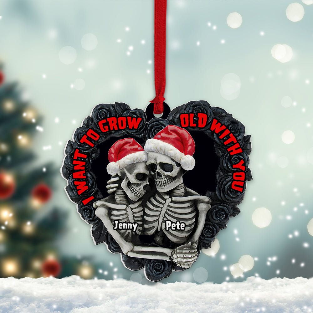 Personalized Skull Couple Wood Ornament Gift For Couple - Ornament - GoDuckee