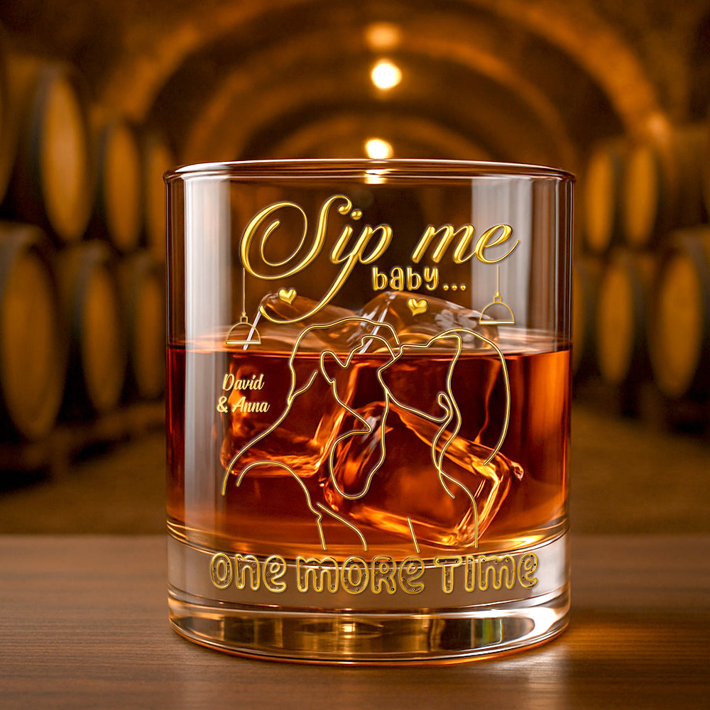 Sip Me Baby One More Time 11oz Drinking Glass - Personalized Gifts For Couples 04TOTN241125 - Glass - GoDuckee