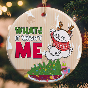 It Wasn't Me-Personalized Ceramic Circle Ornament-Gift For Cat Lover- Christmas Gift- Cat Lover Ornament - Ornament - GoDuckee