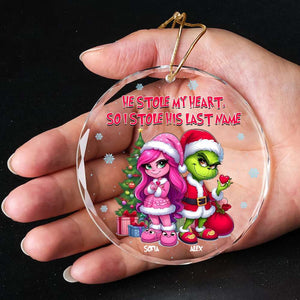 Personalized Gift for Couple, Cartoon Couple Christmas Crystal Glass Ornament 02TOMH190924 - Ornament - GoDuckee