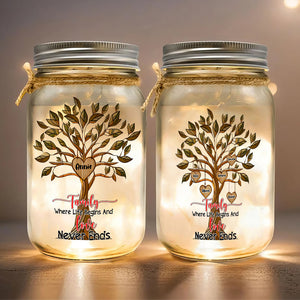 Personalized Gifts For Family Mason Jar Light, Where Life Begins And Love Never Ends 05TGLU111024 - Drink Jar - GoDuckee