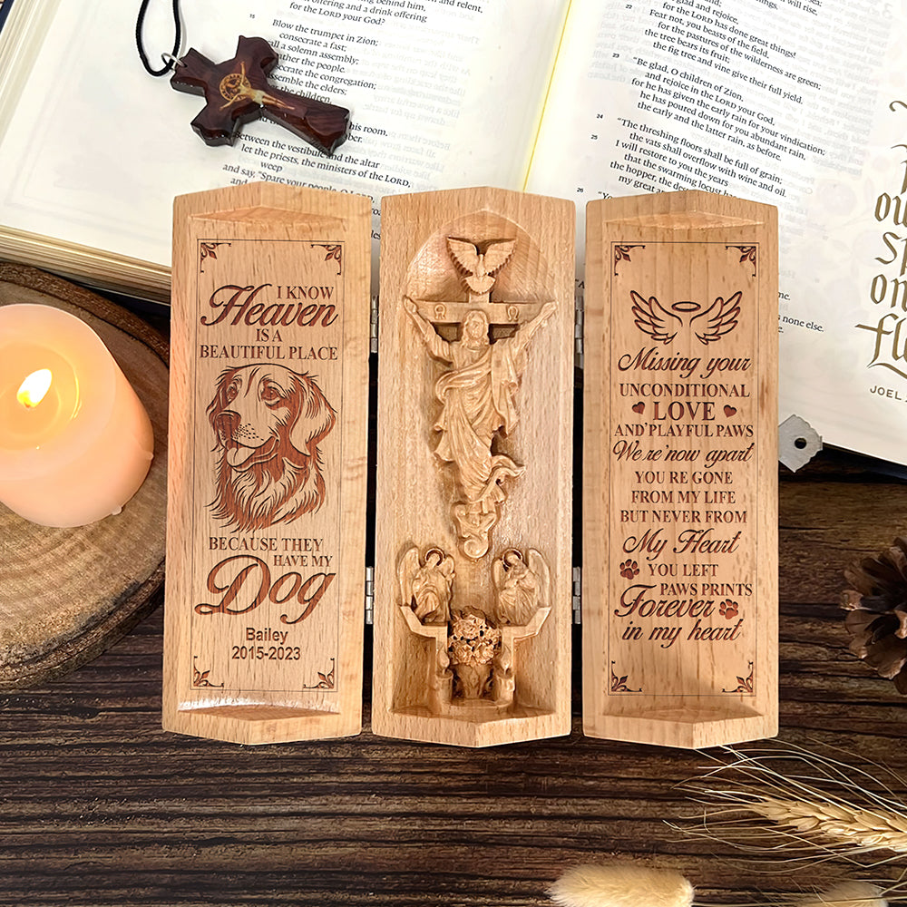 Personalized Dog Haven Openable Wooden Cylinder Sculpture of Jesus Christ 05xqqn240125 - Wooden Cylinder Sculpture - GoDuckee