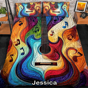 Personalized Colorful Rainbow Guitar For Guitar Lovers Quilt Bedding Set Special Line 07QNQN301224 - Blanket - GoDuckee