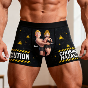 Couple Fun Caution Men Boxer - Personalized Gift For Him 04QHLU160126 - Boxer Briefs - GoDuckee