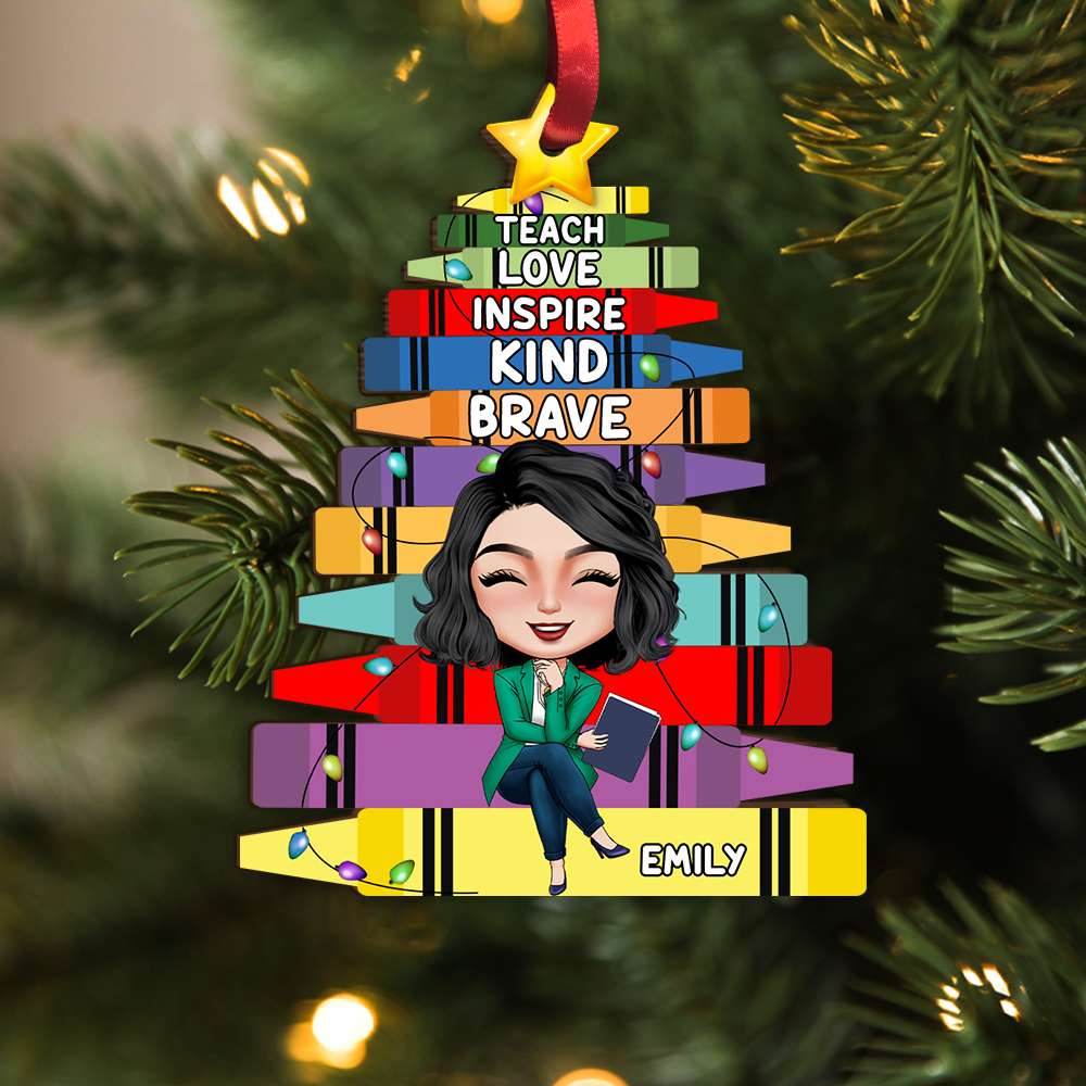 Personalized Gifts For Teacher Crayon Wooden Ornament 01NAMH270824HH - Ornament - GoDuckee