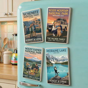 Memorable Trips Retro Fridge Magnet, Custom Photo Gifts For Camper, Hiker, Trekkers, Outdoor Enthusiasts 03qhdt241225 - Fridge Magnet - GoDuckee