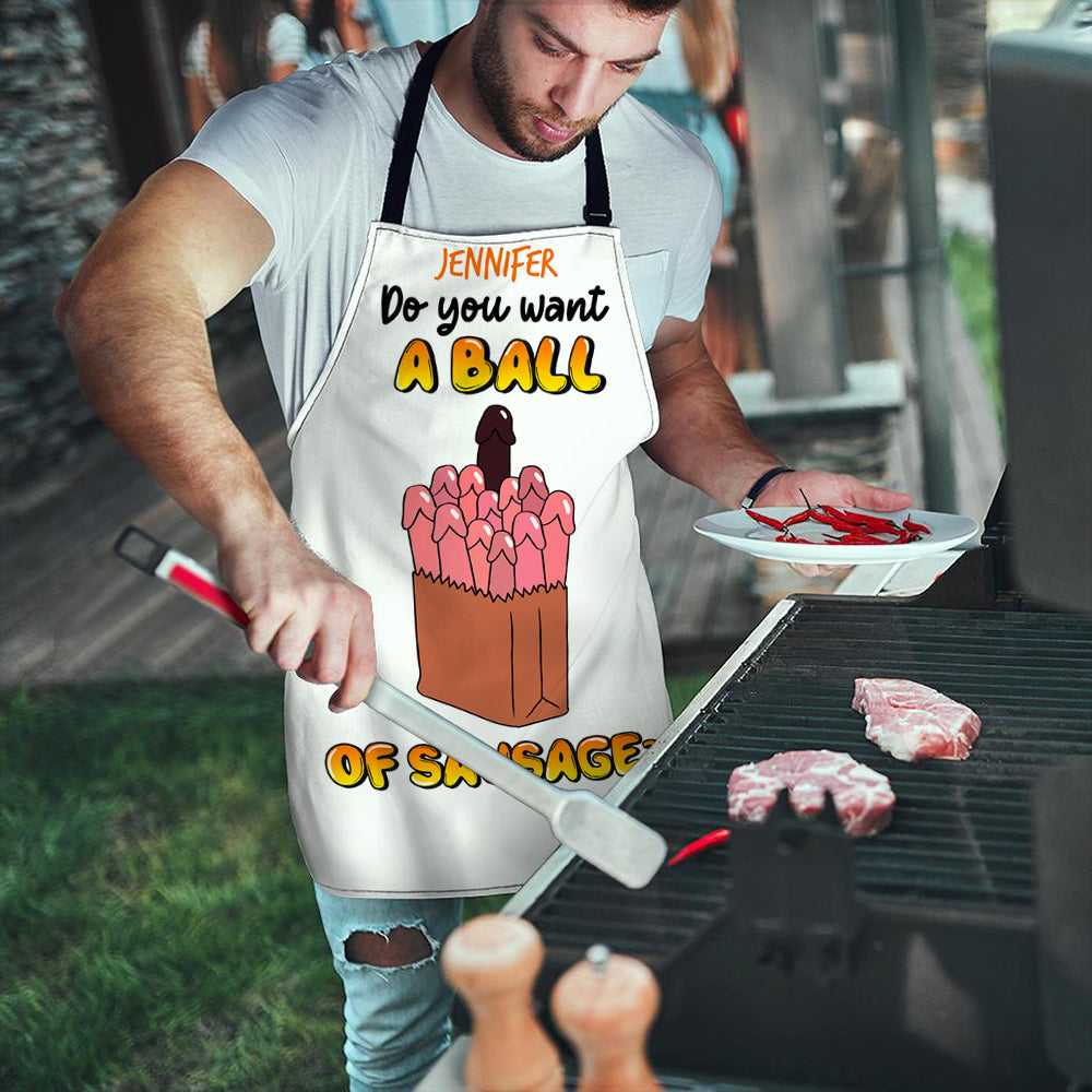 Personalized Gifts For Couple Aprons Do You Want A Ball Of Sausage - Aprons - GoDuckee