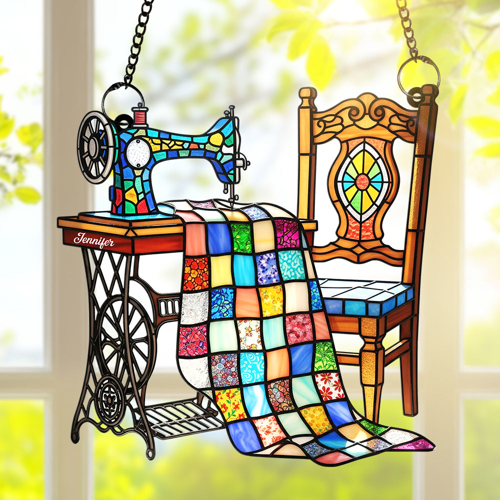 Vintage Sewing Machine Suncatcher Ornament – Personalized Gifts For Sewing Lovers 01ohqn240725 - Ornament - GoDuckee