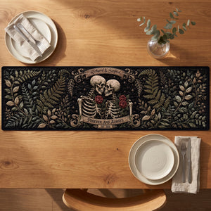 Eternal Love Skeleton Couple Quilted Table Runner - Personalized Gifts For Couples 01naqn180826 - Quilted Table Runner - GoDuckee