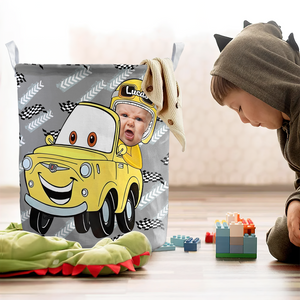 Personalized Custom Photo Gifts For Kids Driving Car Laundry Basket 02KAPU031224 - Laundry Basket - GoDuckee