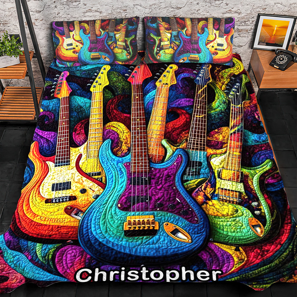 Personalized Gifts For Guitar Lovers Quilt Bedding Set Special Line Radiant Tones 11QNQN301224 - Blanket - GoDuckee