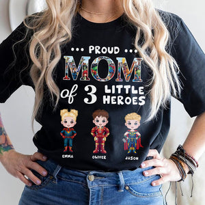 Personalized Gifts For Mom Shirt Proud Mommy Of 3 Little Heroes 03acdt200324ha - 2D Shirts - GoDuckee