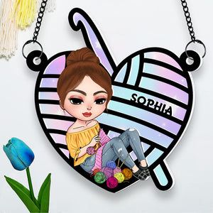 Personalized Gifts For Crocheting Girl Suncatcher Ornament 04NADT250724HH - Ornament - GoDuckee