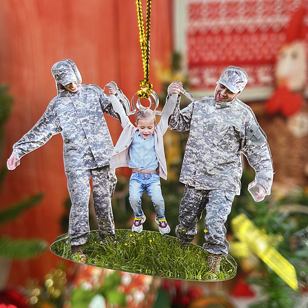 Custom Photo Gifts For Veteran Family Ornament 100acvp140924 - Ornament - GoDuckee